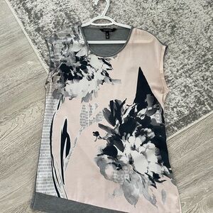 3/$40 Long Tall Sally Floral Print Top - Pink and Gray